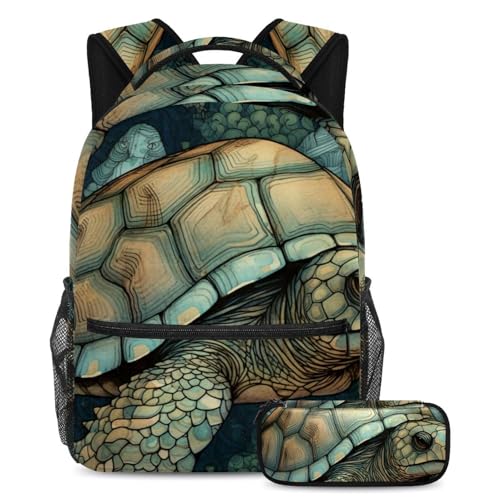 Sac à dos enfant Big Old Turtle 19 et trousse pour les journées d'école