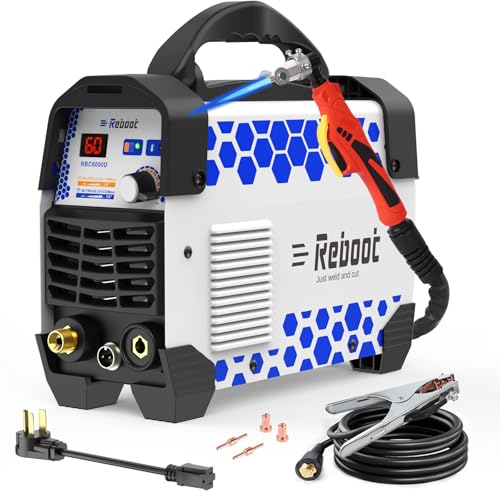 Reboot 60A Plasma Cutter Dual Voltage 120V/240V, 1/2' Clean Cut IGBT Inverter, Portable Metal Cutting Machine with Torch & Tips - RBC6000D 2025 Upgraded (Pre-Installed Air Regulator)