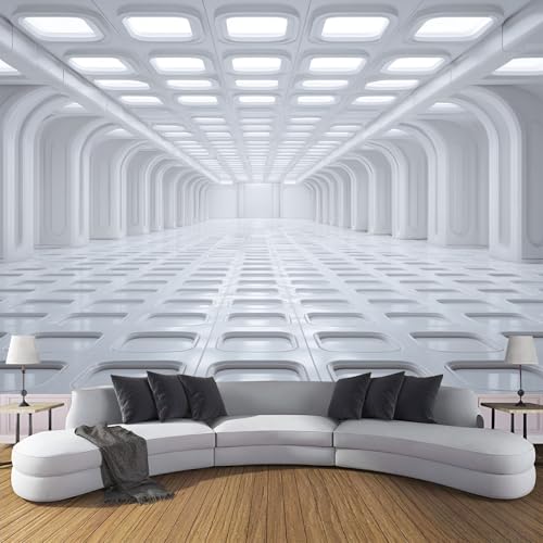 Papel Tapiz Corredor Blanco 3D Murales, Papel Tapiz Fotográfico Simplicidad Moderna 150x105cm, Blanco Fotográfico Para Tapizs Pared Para Dormitorio Habitación Infantil
