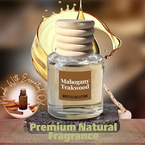 Image of Car Air Freshener Diffuser, Mahogany Teakwood Aromatherapy, Natural Fragrance Oil, Long Lasting, by Bootleg Collection, Made in USA