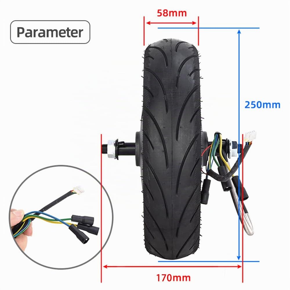 Elektro Roller Motor,60/70-6.5 Motor Elektroroller 36V 500W Motorrad für Max G30 Elektroroller Hinterrad Reifen Motor Reparatur Ersatzteil