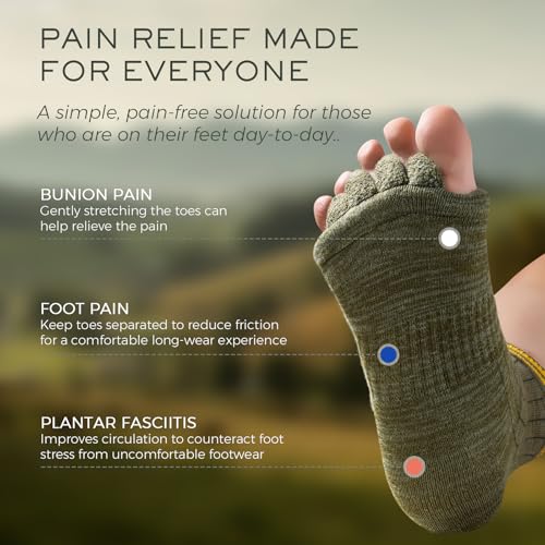 Image of Toe Separator Socks,Foot Alignment Sock for Health Care, Pain Relief, Bunion Corrector, Breathable Toe Socks