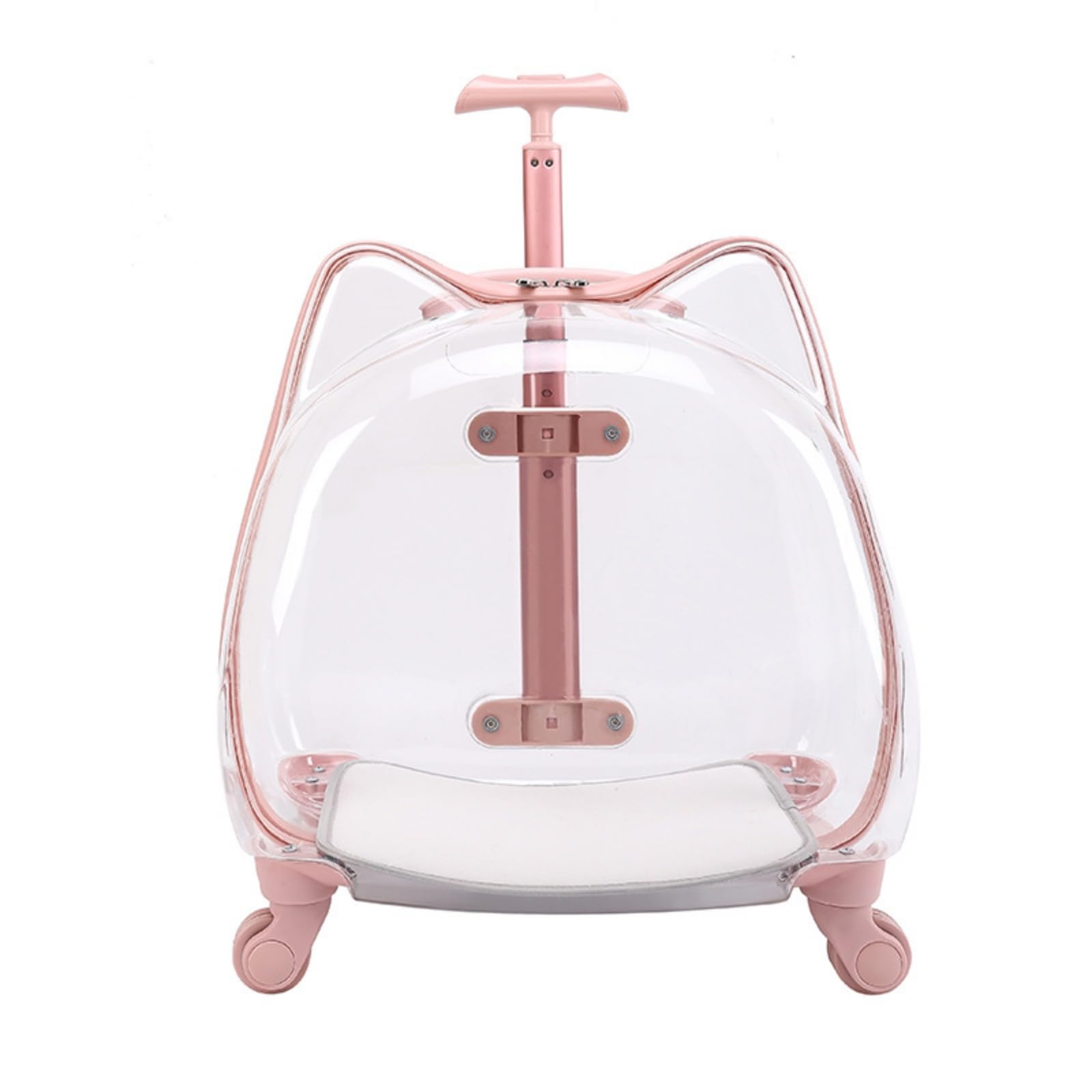 Rollbarer Kleintiertransportbehälter mit -Design Und Sichtfenstern Haustierkoffer mit Reißverschlussöffnung Und Flachem für Ausflüge Und Alltag, Rosa