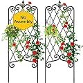 Amagabeli 2 Pack Garden Trellis for Climbing Plants 60" x 18" Rustproof Black Iron Potted Vines Vegetables Vining Flowers Patio Metal Wire