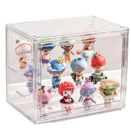 NAYIV フィギュアケース コレクションケース PETディスプレイケース W27×D18×H22cm マグネット式扉 組立簡単 取り外し可能な仕切り板 ョーケース 防塵 汚れ防止