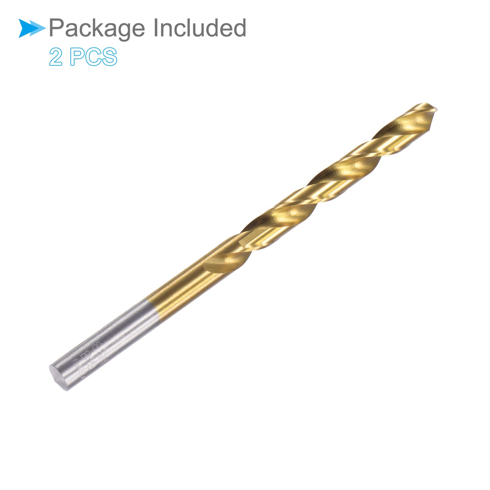 Spiralbohrer 6.8mm Bohrer Durchmesser Titan Beschichtet Schnellarbeitsstahl 6542 Gerader Rund Schaft - (Anwendung: für Edelstahl Stahl Legierung Metall) 2Stk