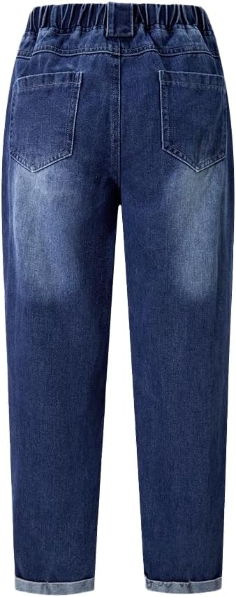 Nivne Tco Tween Boys' Jeans Slim Fit Tapered Leg Pull On Kids Elastic Waistband Denim Pants with Pockets - Image 2