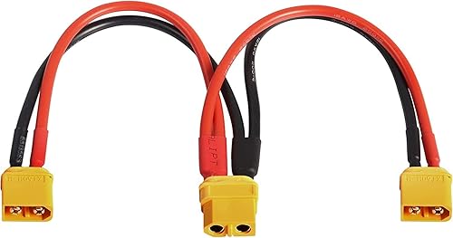 XMSJSIY XT60 Y Divisor hembra a 2 machos, conector de batería paralelo, cable de extensión de 12 AWG para multirotors, batería LiPo RC (1 hembra a 2