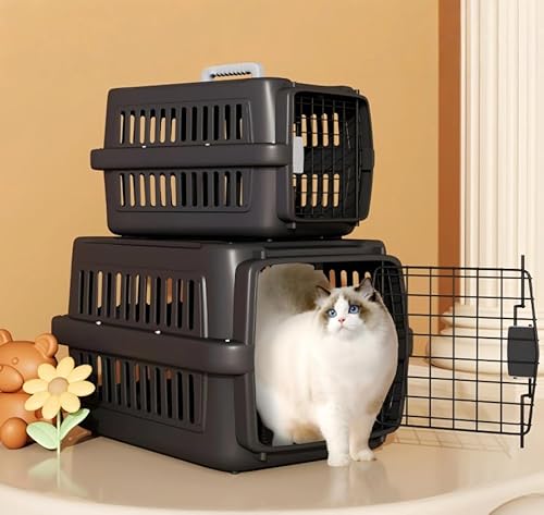 タピパンダ\TAPI PANDA ペットキャリー 小動物用 犬用 IATA基準 猫用 持ち運びケージ 通気性 クレート 取手付き キャリーケース 外出 通院 旅行 地震 同行避難 飛行機 (M)