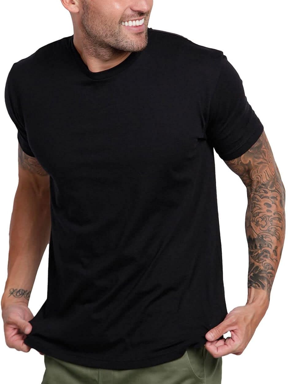 INTO THE AM Men's Crew Neck T-Shirts - Premium Fitted Modern Basic Logo Tees : Clothing, Shoes & Jewelry