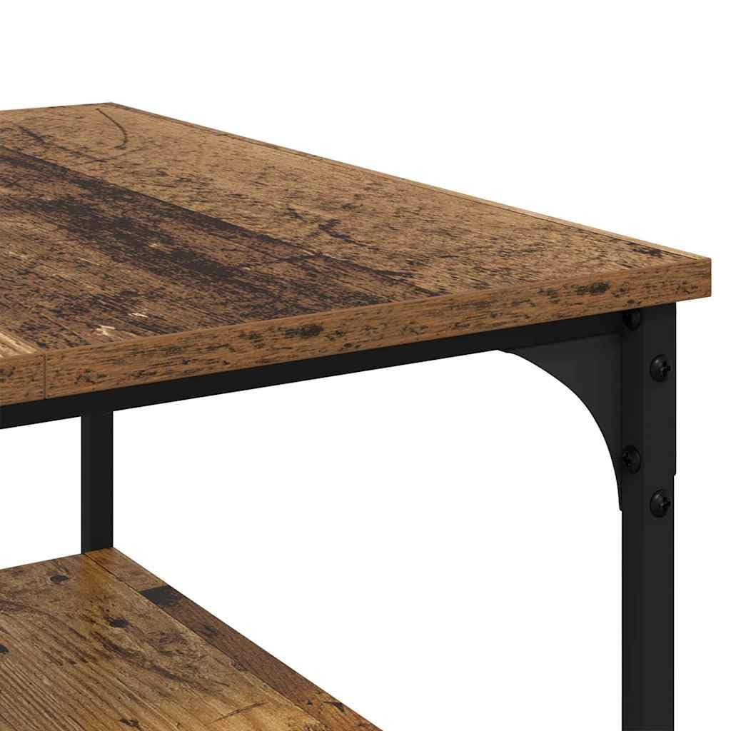 Generisch Mesa de centro con estantes de estilo industrial rectangular de madera y marco de hierro, 55 x 55 x 40 cm, superficie mate, estable y duradera para sala de estar
