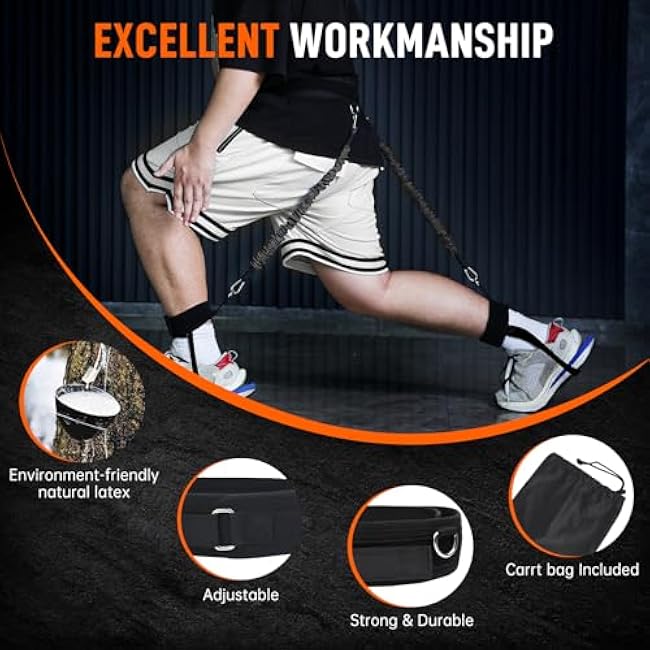Vertical Jump Trainer Leg Strength Ankle Resistance Bands Set with Cuffs Workout Equipment for Leaping Fitness Basketball Volleyball Football Tennis Jumping Strength Training Equipment