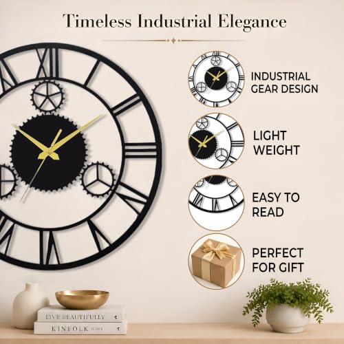 Image of AUROMIN ; THE ART OF INGENUITY Metal Analog Wall Clock for | Living Room, Bedroom, Office, Kitchen, Home (50cm)