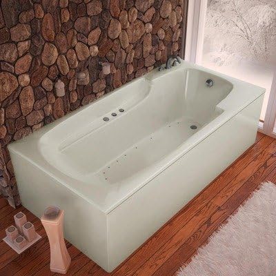 Anguilla 32 x 60 x 23" Rectangular Air Jetted Bathtub Color/Trim / Tile Flange / Front Skirt / Drain: Bone / Brushed Nickel / No / Yes / Right