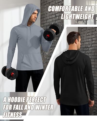 3 Pack Men's Big and Tall Hoodies Long Sleeve Lightweight Pullover with Pocket Casual Gym Workout Active Sweatshirts3