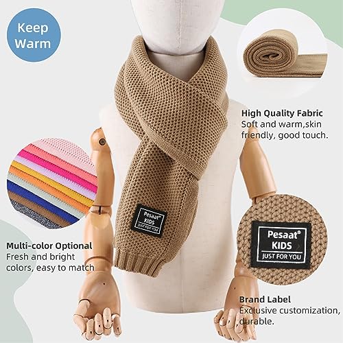 Image of PESAAT Kids Winter Infinity Scarf Knit Cotton Toddler Boy Girls Scarves