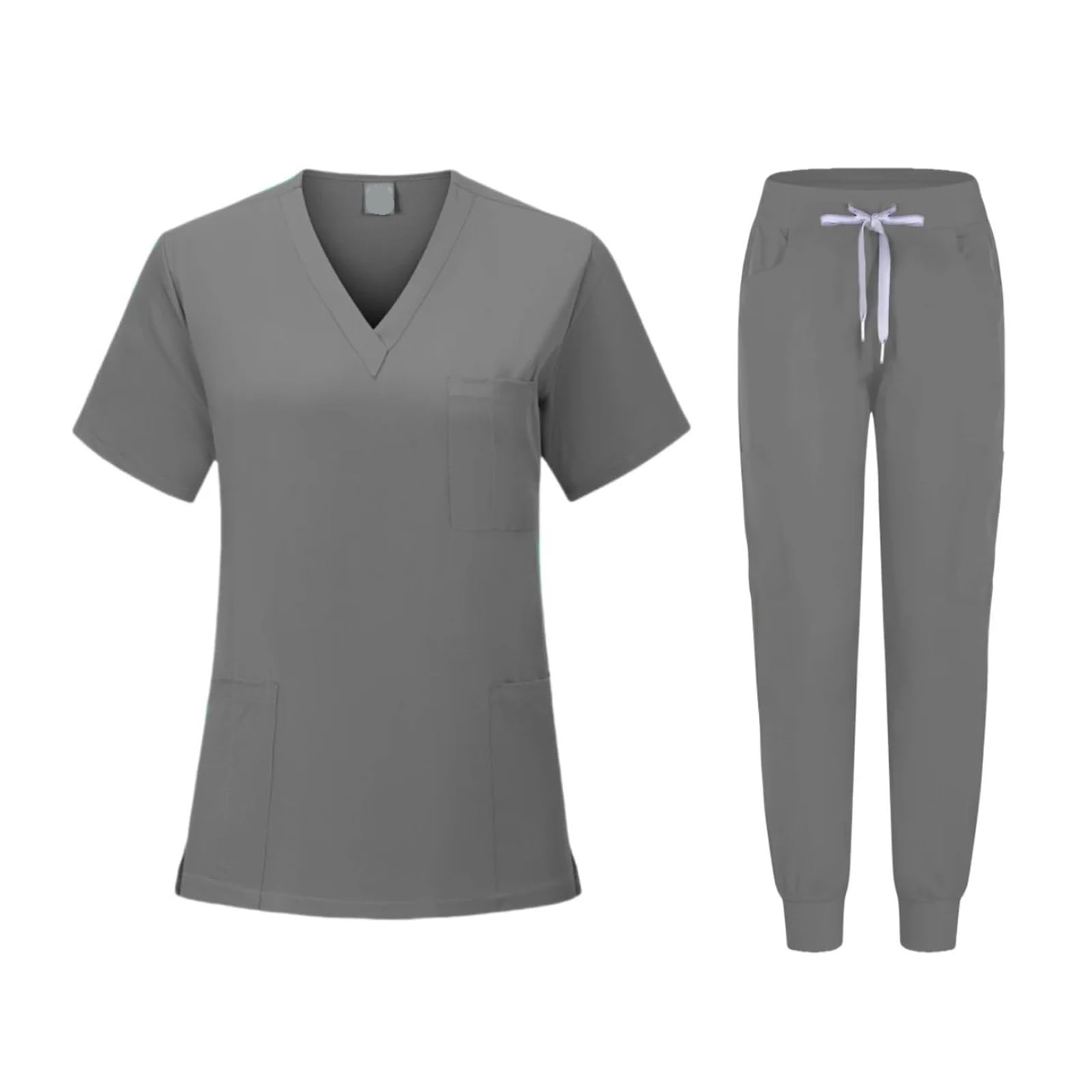 Uniforme Sanitario Mujer La Enfermera Lavable Antiarrugas de la Tela friega el Uniforme del Hospital Basculador Las Mujeres los Sistemas(Gray,S)