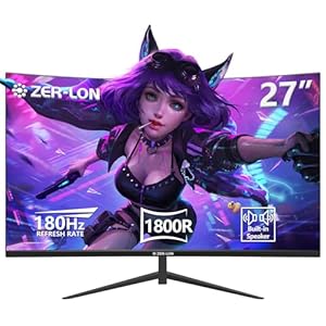 27″ Curved Gaming Monitor, 144hz/180hz PC Monitor FHD 1080P VA Screen 1800R Computer Monitors, 1ms(GTG) with FreeSync & Eye-Care Technology, DisplayPort, HDMI, Support Wall Mount Install