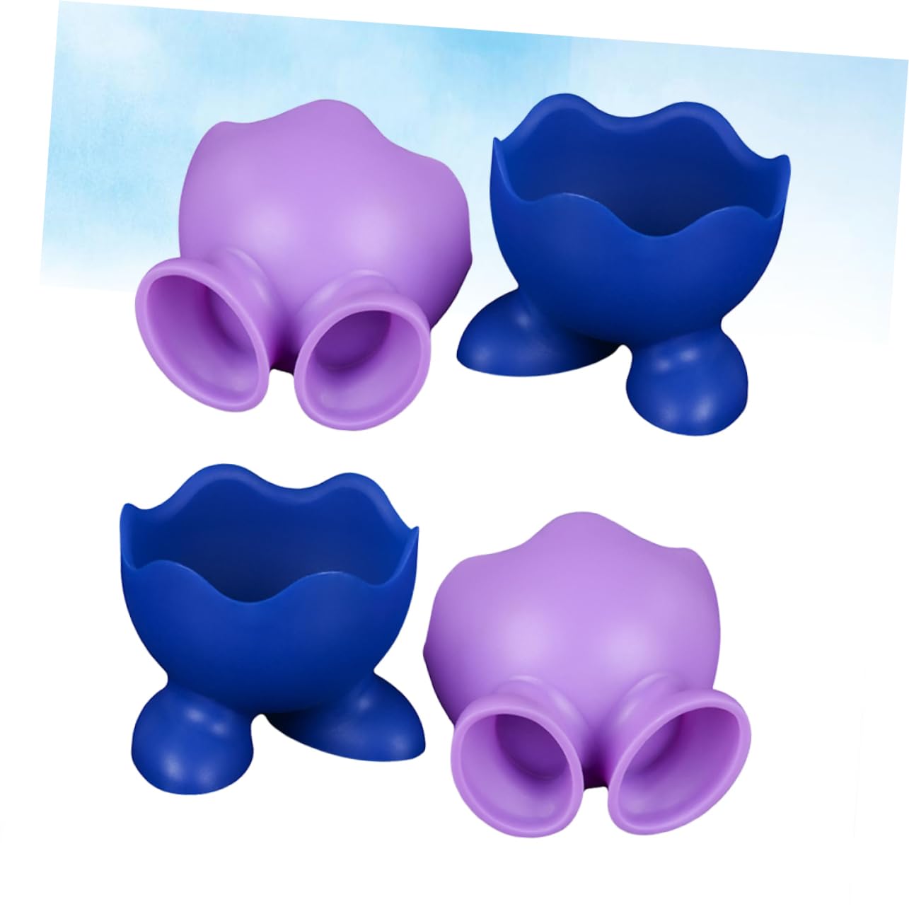 OKUMEYR 4pcs Cups for Boiled Eggs Egg Cup Holder Egg Holder Breakfast Egg Cooker Cups Egg Cups Vintage Soft Boiled Egg Holder Silicone Egg Boiler Blue