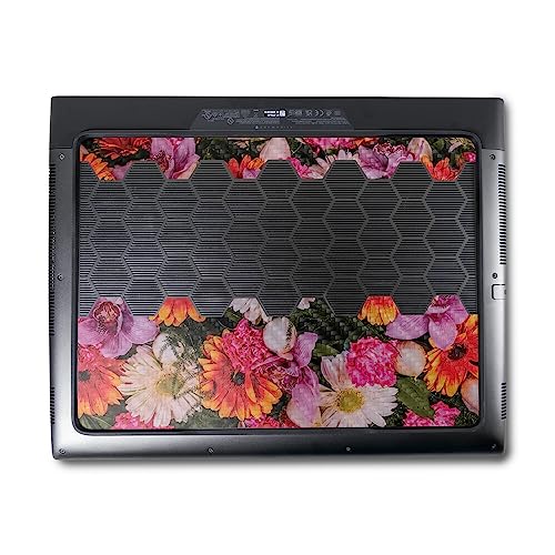 Image of MightySkins Carbon Fiber Skin Compatible with Alienware M18 R1 (2023) Full Wrap Kit - Watered Flowers | Protective, Durable Textured Carbon Fiber Finish | Easy to Apply | Made in The USA