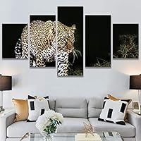 SIGNWIN 5 Panel Canvas Wall Art Animals Cheetah Closeup Contemporary Expressive Modern Artwork for Home Decorations Ready to Hang - 60