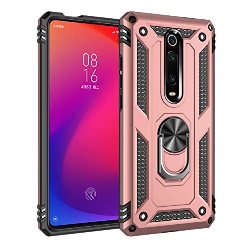 Dedux Funda Xiaomi Mi 9T Pro [Tough Armor Series] Robusta Anti-Arañazos Panel Trasero PC + TPU a Prueba de choques + Soporte Plegable.Oro Rosa