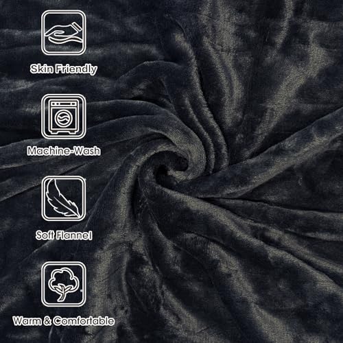 Image of Tefici Electric Heated Blanket Throw, Super Cozy Soft 2-Layer Flannel 50 inch x 60 inch Heated Throw with 3 Heating Levels & 4 Hours Auto Off, Machine Washable, ETL&FCC Certified, Home Office Use,Black