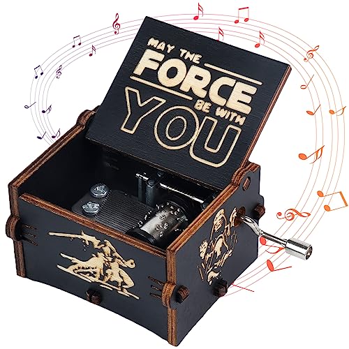 JKJYSJ Star Wars Music Box - Hand Crank Engraved Vintage Wooden Music Box Gifts for Birthday Christmas Valentines Day Thanksgiving Days. (Star Wars)
