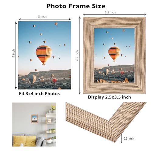 Image of JCJMY 3x4 Picture Frame Black for Tabletop or Wall, 3 x 4 Wall Gallery Poster Photo Frame with Shatter Resistant Plexiglass, Rustic Brown
