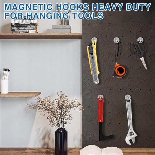 Image of LOVIMAG Magnetic Hooks for Cruise Cabins, 110lbs Magnetic Hooks for Classroom, Strong Magnets with Hooks for Hanging, Neodymium Magnet Hooks for Fridge, Ceiling, Locker, Camper, Travel-25 Pcs