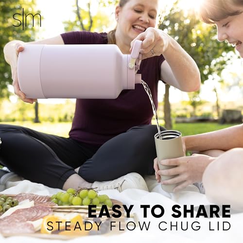Image of Simple Modern Trek Pivot | Gallon Water Bottle Jug with Handle & Boot | Interchangeable Straw & Chug Lids | Large Insulated Stainless Steel | Sports Camping Outdoors | 128oz, Almond Birch