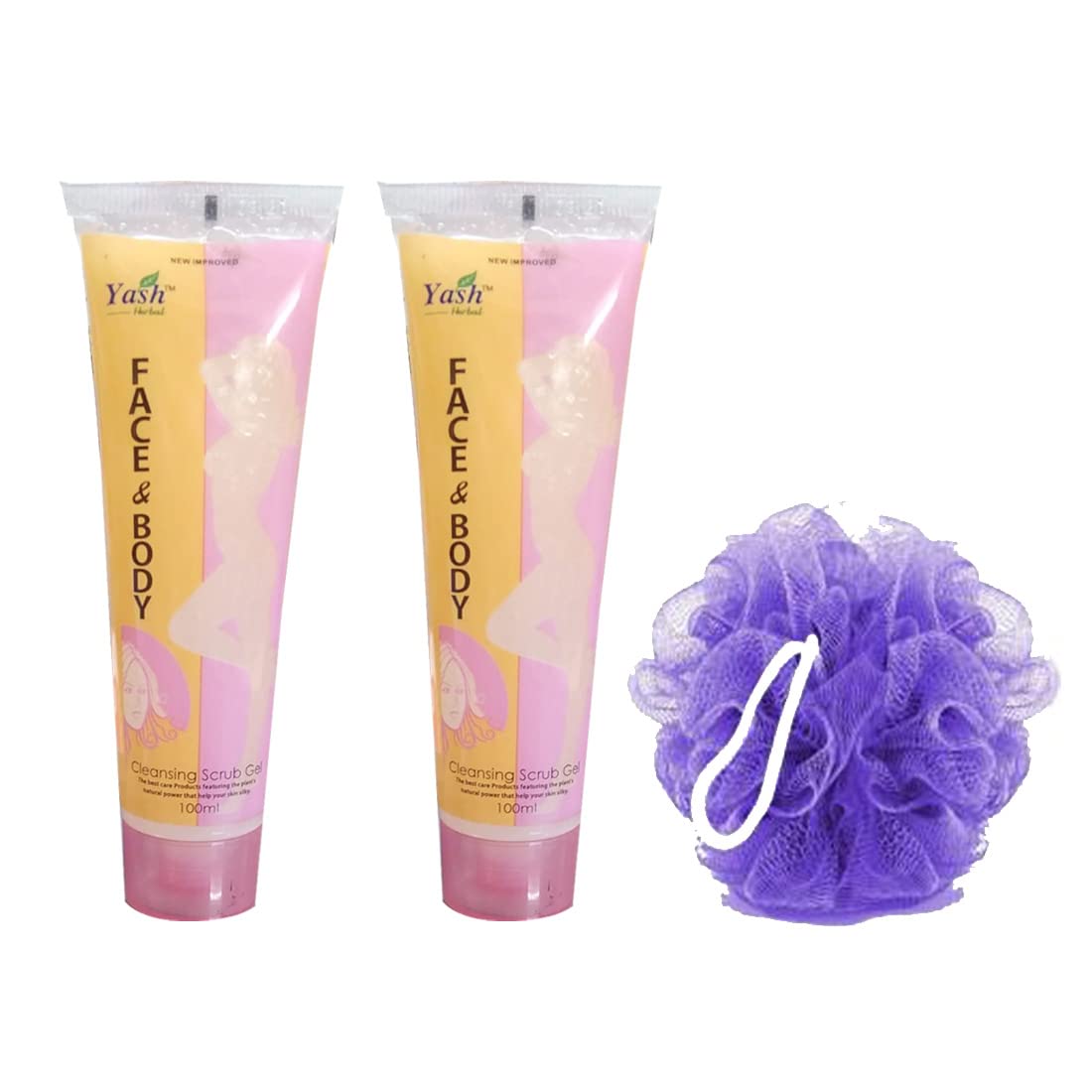 YASH LIFESCIENCES NEW IMPROVED Face & Body Celansing Scrub Gel with Classic Sponge Loofah by Janvi Enterprises-image-41