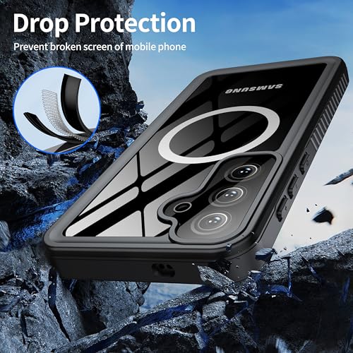Image of ANTSHARE Magnetic for Samsung Galaxy S25 FE Case, Waterproof with Built in Screen Protector & Camera Protection, [Compatible with MagSafe] [IP68 Underwater], Full Body Rugged Phone Case 6.7'' - Blue