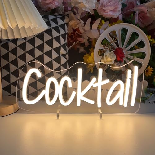 Image of Cocktails Table Neon Sign Desk Lamp Led Beer Bar Neon Lights for Wall Decor Man Cave Club Bedroom Hotel Pub Home Bar Sign Shop Bedroom Home Room Decor Christmas Party Warm White USB Powered 30x13.8 CM