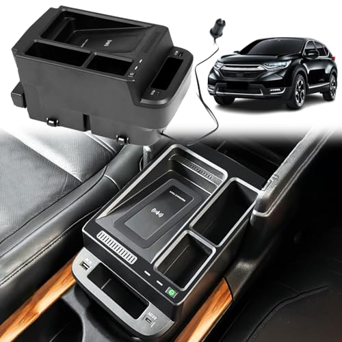 GQQSXZNTD 2024 New Version Car Wireless Charger for Honda CRV (2017-2022) All Models, 15W Fast Charging Phone Charger Tray with 27W USB + Type-c Port Qi Phone Wireless Charger, Black