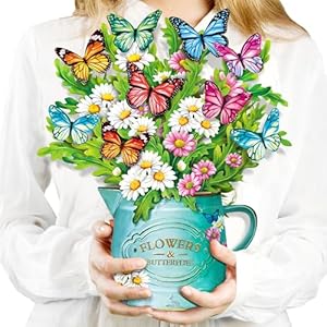 Airpark Pop Up Flower Cards Paper Flowers Bouquet 12 Daisies and Butterflies 3D Popup Greeting Cards with Blank Note Card and Envelope BirthdayEaster Get Well Cards Gifts for Women Mother