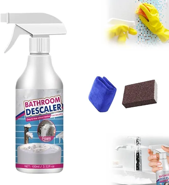 PETUPS Bathroom Descaler Cleaner, 2025 Upgraded Multipurpose Stubborn Stains Cleaner, Bathroom Descaler Cleaners, Bathrooms Cleaning Foam Spray for Kitchen Bath Shower Glass (100ml，1pcs)