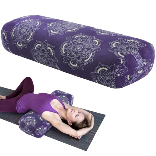MABOZOO Yoga Bolster Pillow Rectangular Yoga Bolster for Restorative & Meditation Professional Meditation Cushion with Carry Handle