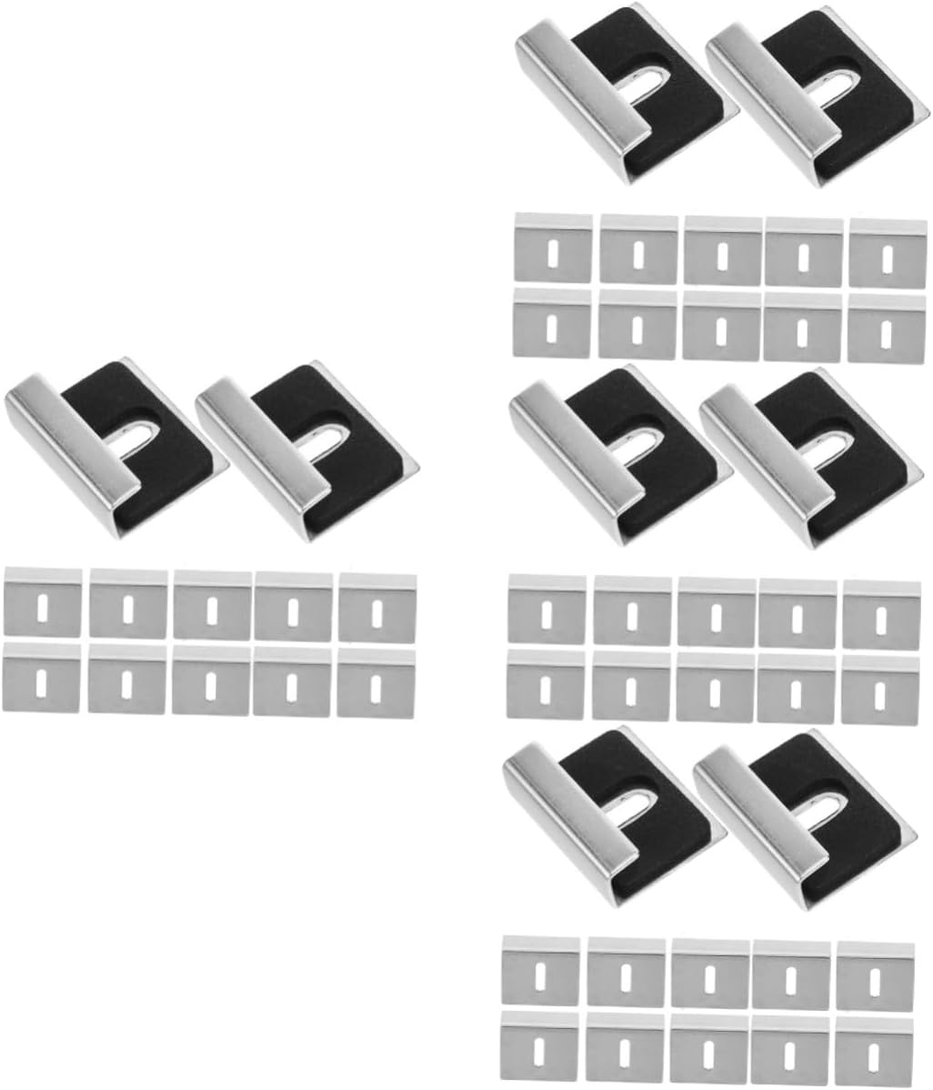 jojofuny 4sets Mirror Hanging Hardware Glass Retainer Clips Wall Mounting Clips for Frameless Mirror 12pcs*4
