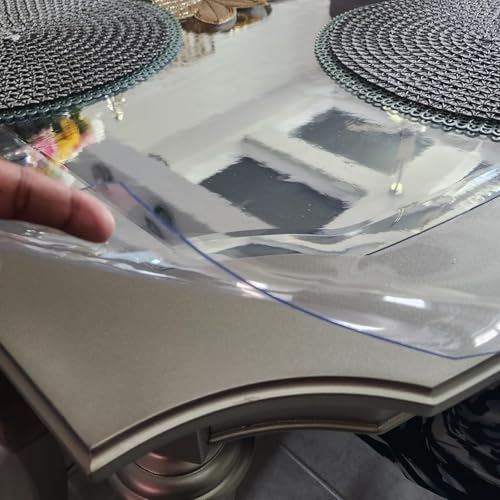 Clear Desk Cover Protector 60x122 cm / 24x48 in, Transparent 2 (mm) Thickness, Clear Desk Cover, Rectangular Vinyl Desk Pad, for Office, Dresser, Night Stand, Computer