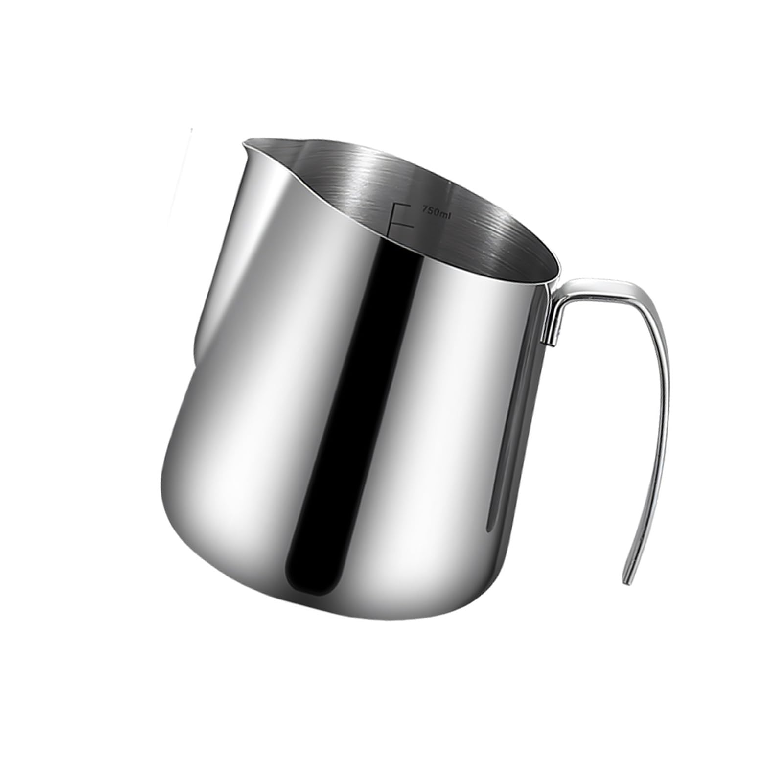 Mekalero Frothing Pitcher for Coffee Prep, Stainless Steel with Marked Interior, Angled Pour Spout and Easy Hold Side Handle Pour Spout and Grip Handle for Coffee Prep