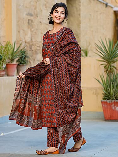 Image of Vaamsi Women's Rayon Blend Floral Printed Straight Kurta Pant With Dupatta