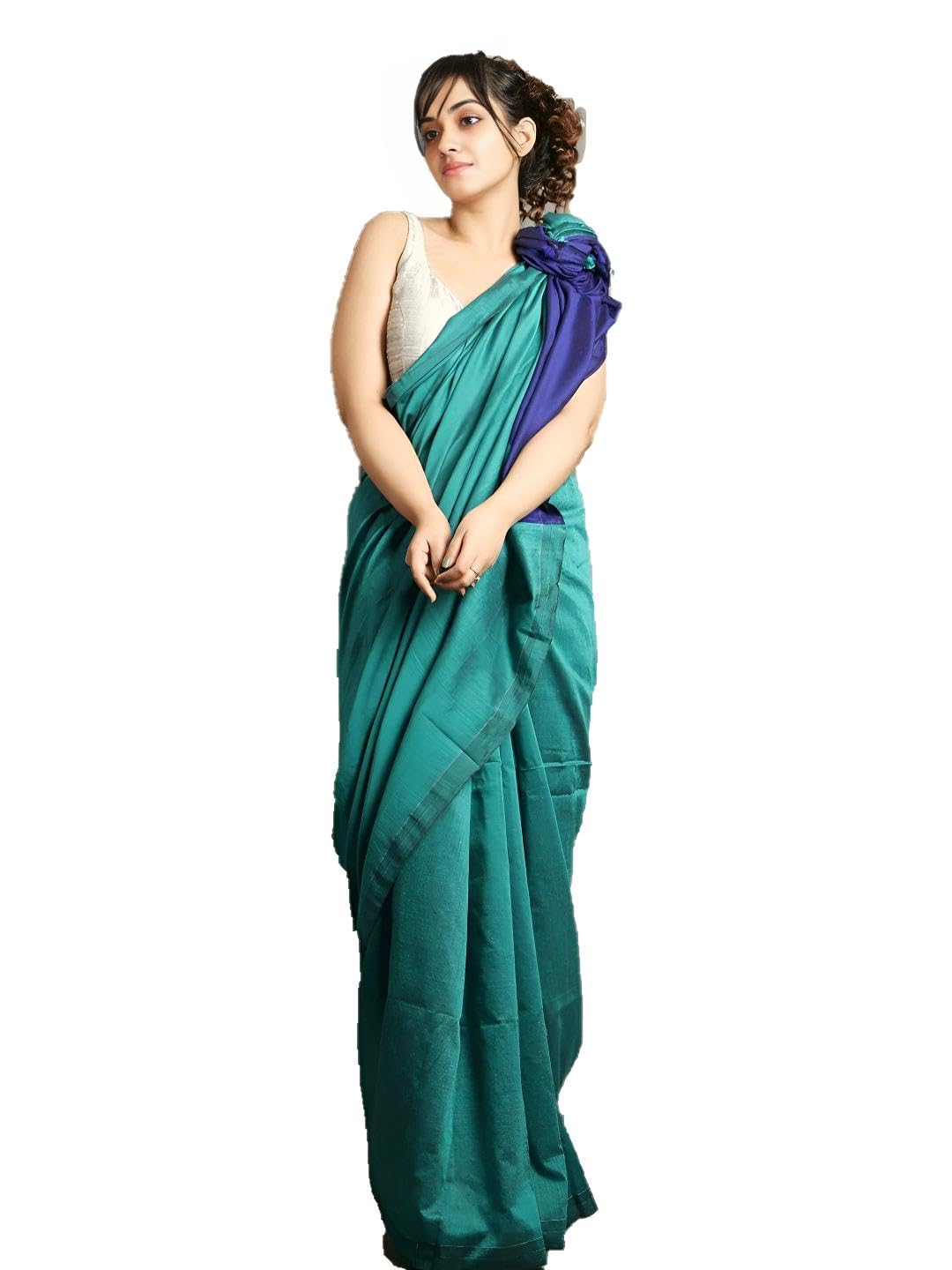 Women's Dual Tone Cotton Saree-picture-36
