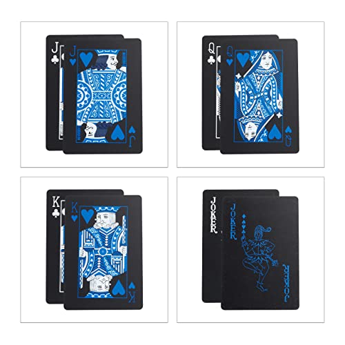Relaxdays Pokerkarten Set, wasserfeste Spielkarten, 2 Pokerdecks à 54 Karten, Plastik Kartenspiel, mit Joker, schwarz – Bild 7