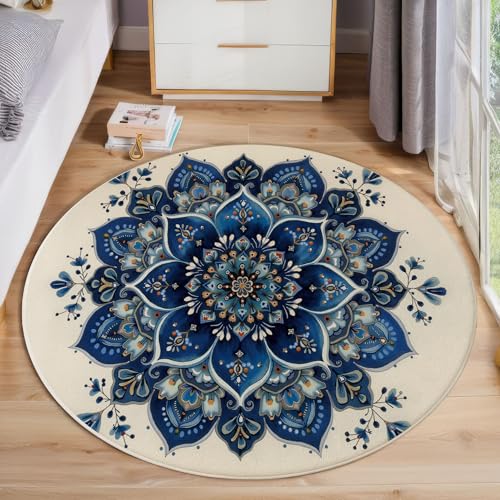 Tapis de décoration lavable bleu 80cm spécial petits espaces - 4