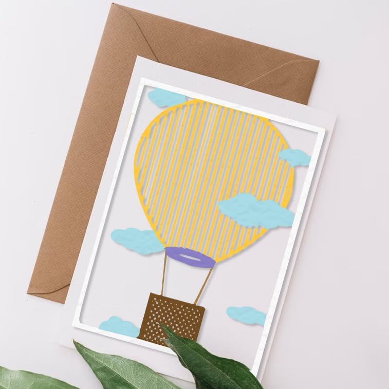 Miniatura 5 de 3PCS Background Metal Cutting Dies for Card Making, 3D Background Frame Die Cuts Sky Plane Rainbow Balloon Embossing Stencil Template Tools for DIY