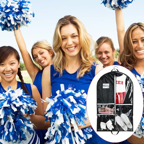 Blushtier Cheer Garment Bags for Cheerleading 40 inch Uniform Waterproof Hanging Garment Bags for Dance Costumes Clothes Bag with 5 Pockets and Side Zip Travel Storage Cheer Uniform