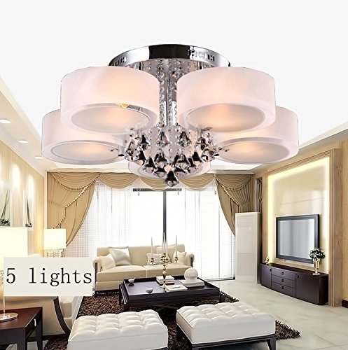 Preisvergleich Produktbild GBT Kreative ModernCircular Wohnzimmer Deckenleuchte Schlafzimmer Lampe Personalisierte Kristall LED Lampe Balkon,5 Lights Upgraded Version (LED)