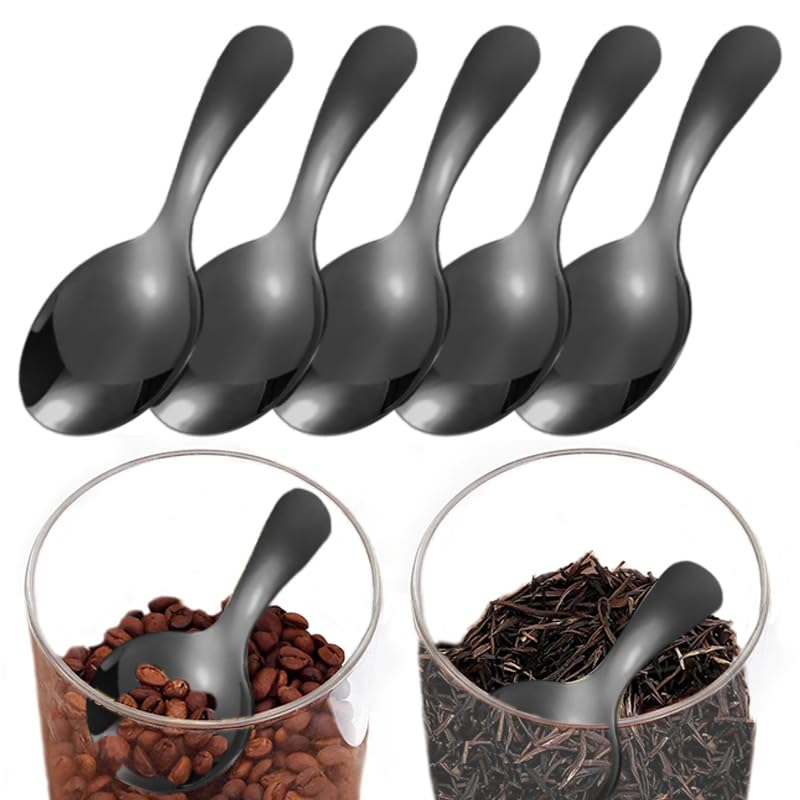 Opiniones y reviews de Cucharillas para sal - 5 favoritos. 50 Paquete de 5 cucharadas de mango corto para botes, de acero inoxidable pequeñas cucharadas para sal azúcar, café, té, postre (negro x 5)