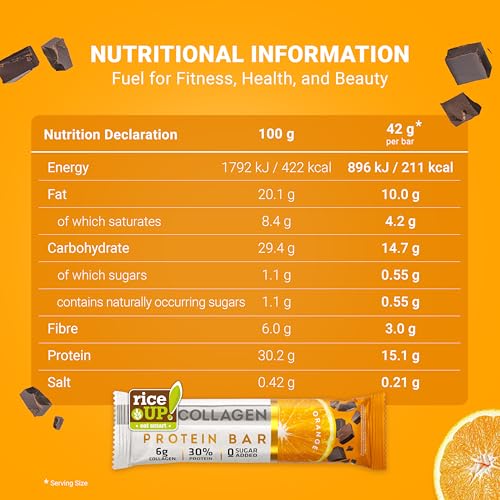 Barre proteinee collagene RiceUP! orange framboise 24x42g - 2
